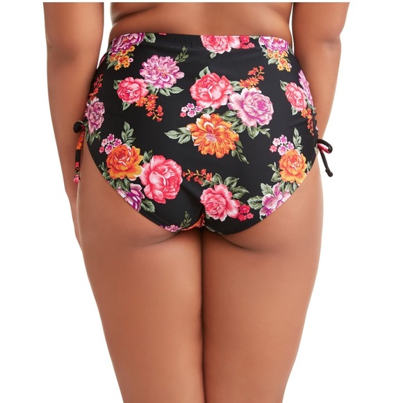Terra & Sky Womens Plus Size Black Floral Swimsuit Bikini Bottom Size 5X - Picture 3 of 7